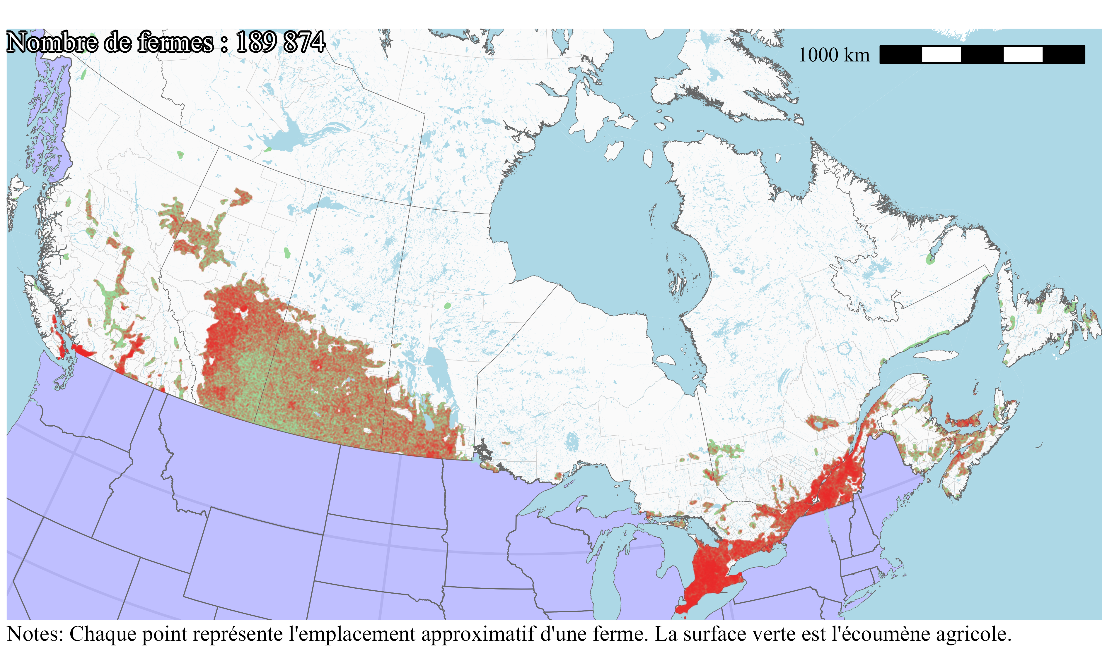 Carte des fermes au Canada